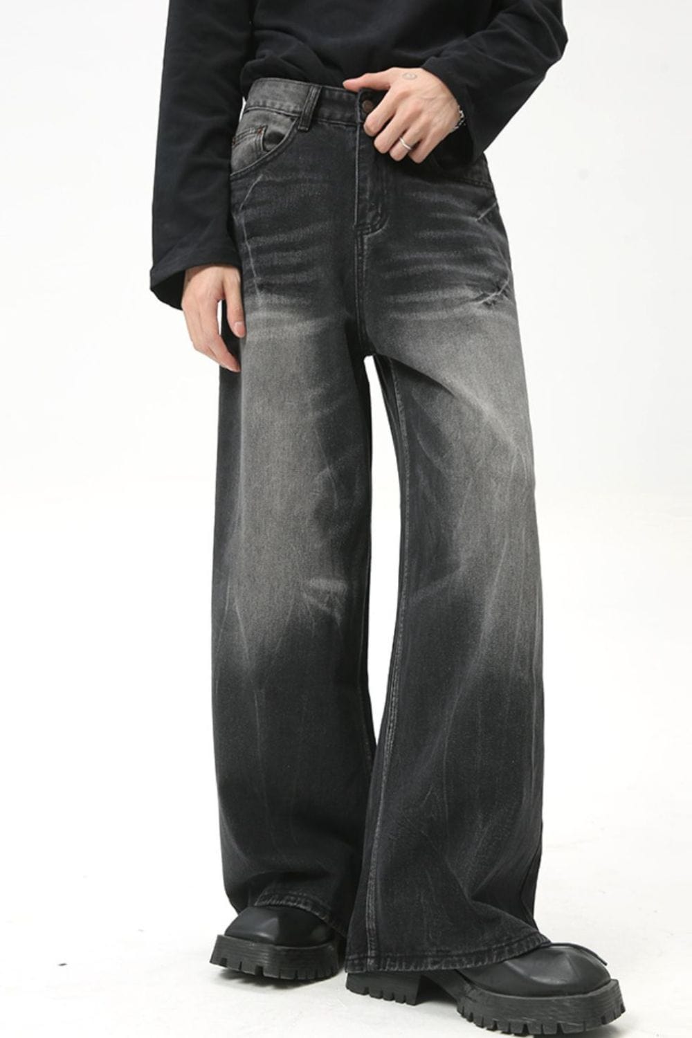 Men's Cat's Whisker Wide Leg Jeans - Trendsi