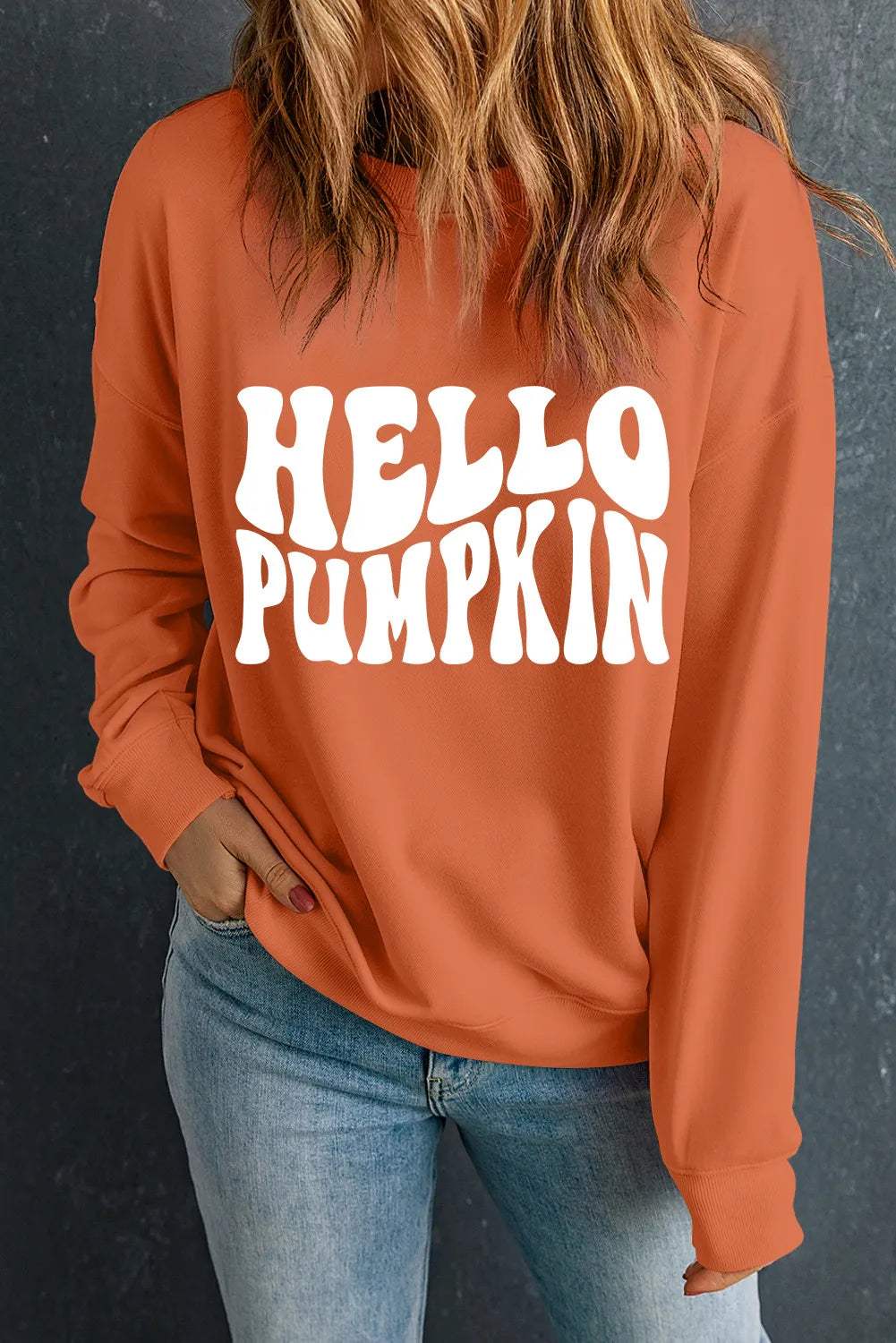 Letter Graphic Round Neck Long Sleeve Sweatshirt - Trendsi - Flyclothing LLC