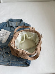 Corduroy Solid Large Tote Bag - Trendsi