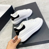PU Leather Lace Up Round Toe Platform Sneakers - Trendsi