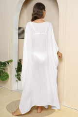 V-Neck Three-Quarter Sleeve Cover-Up - Trendsi - Flyclothing LLC