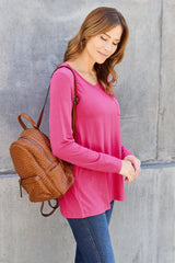 Basic Bae Full Size V-Neck Long Sleeve Top - ShopBasicbae - Flyclothing LLC