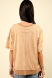 VERY J Round Neck Exposed Seam Slit T-Shirt - Trendsi