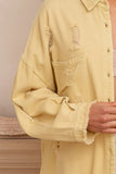 POL Button Down Raw Hem Distressed Shacket - Trendsi