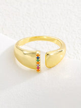 18K Gold-Plated Zircon Letter Ring - Trendsi - Flyclothing LLC