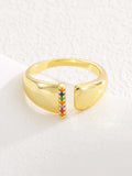 18K Gold-Plated Zircon Letter Ring - Trendsi - Flyclothing LLC