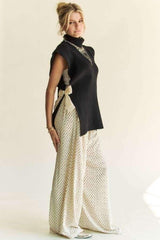 Davi & Dani Side Split Turtleneck Sleeveless Knit Top - Trendsi - Flyclothing LLC