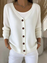 Full Size Button-Front V-Neck Cardigan Plus Size - Trendsi - Flyclothing LLC