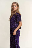 J.NNA Sequin Short Sleeve Crop T-Shirt - Trendsi - Flyclothing LLC