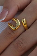 18K Gold-Plated Geometric Gold Twisted Open Ring - Trendsi - Flyclothing LLC