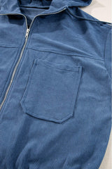 Pocketed Zip Up Long Sleeve Hooded Jacket - Trendsi - Flyclothing LLC