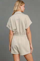 Umgee Full Size Half Sleeve Dolman Sleeved Romper Plus Size - Trendsi - Flyclothing LLC