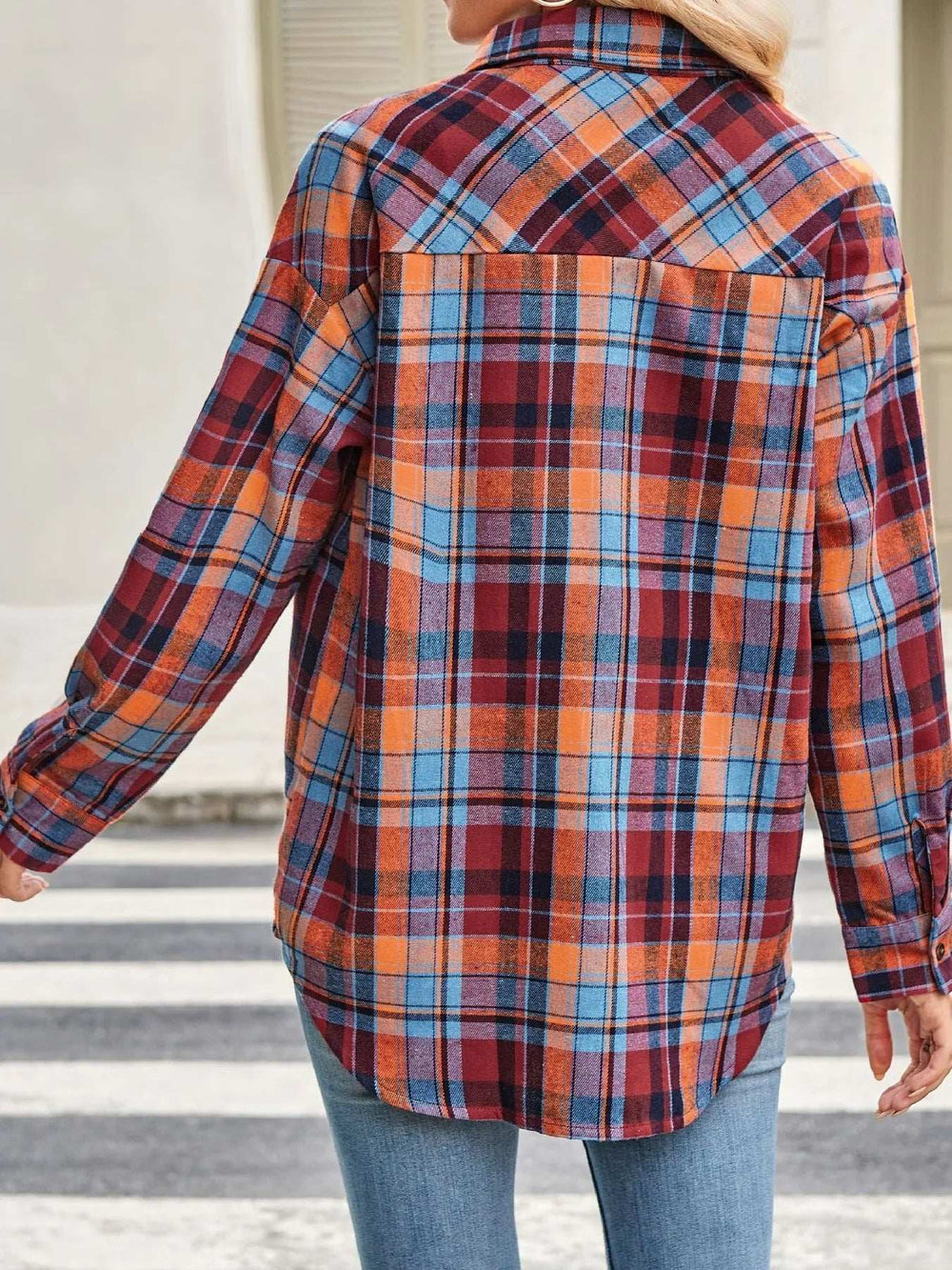 Plaid Button Up Long Sleeve Shirt - Trendsi - Flyclothing LLC