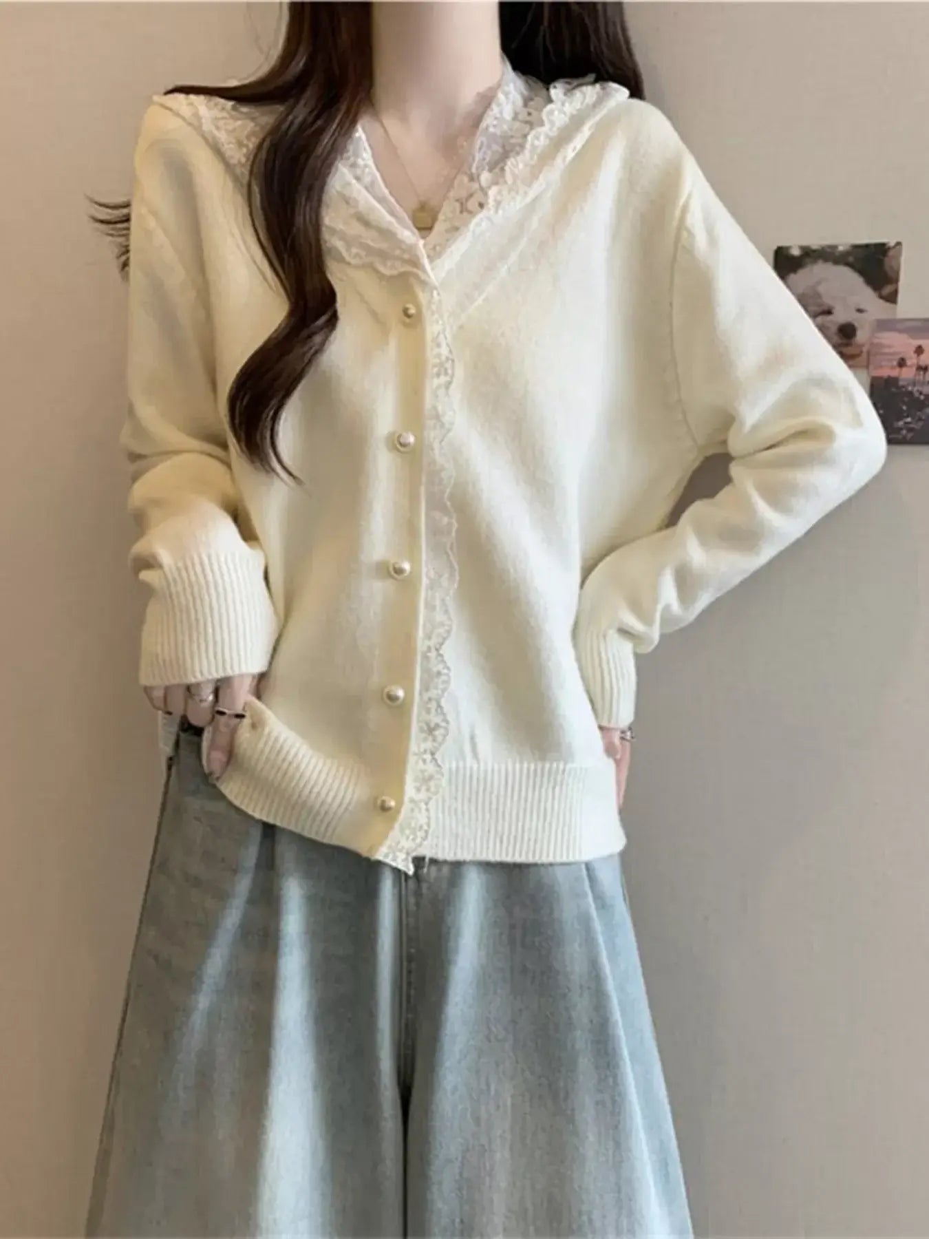 Lace Trim Hooded Cardigan - Trendsi - Flyclothing LLC