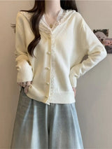 Lace Trim Hooded Cardigan - Trendsi - Flyclothing LLC