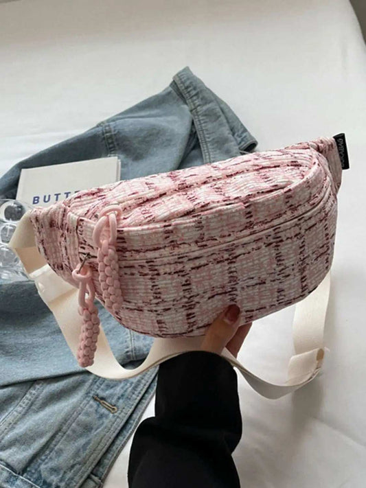 Contrast Plaid Polyester Crossbody Bag - Trendsi - Flyclothing LLC