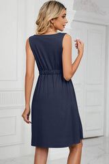 Buttoned Wide Strap Mini Dress - Trendsi - Flyclothing LLC