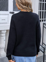 Bow Graphic Round Neck Long Sleeve Sweater - Trendsi - Flyclothing LLC