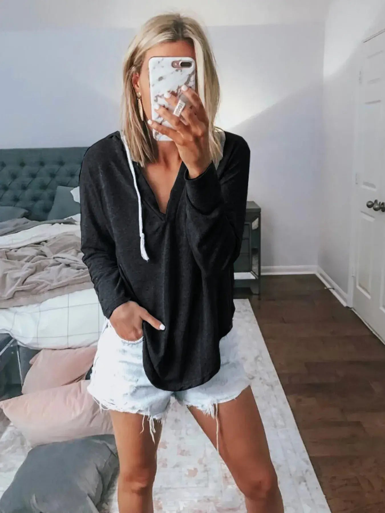Full Size Drawstring Long Sleeve Hoodie Plus Size - Trendsi - Flyclothing LLC