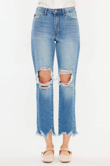 Kancan Distressed Frayed Hem Cropped Jeans - Trendsi - Flyclothing LLC