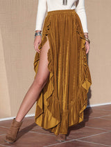 Slit Ruffled Wide Leg Pants - Trendsi - Flyclothing LLC
