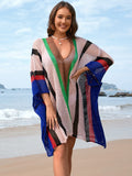 Openwork Color Block Plunge Cover-Up - Trendsi