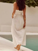 Halter Neck Maxi Dress with Pockets - Trendsi - Flyclothing LLC