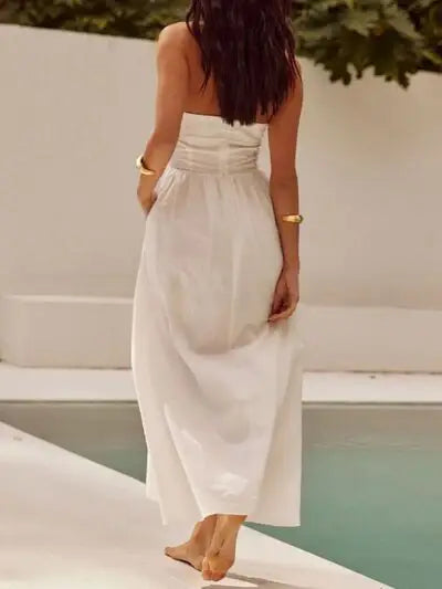 Halter Neck Maxi Dress with Pockets - Trendsi - Flyclothing LLC