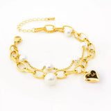 18K Gold-Plated Heart Charm Bracelet - Trendsi - Flyclothing LLC