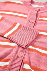 Striped Button Down Long Sleeve Cardigan - Trendsi - Flyclothing LLC