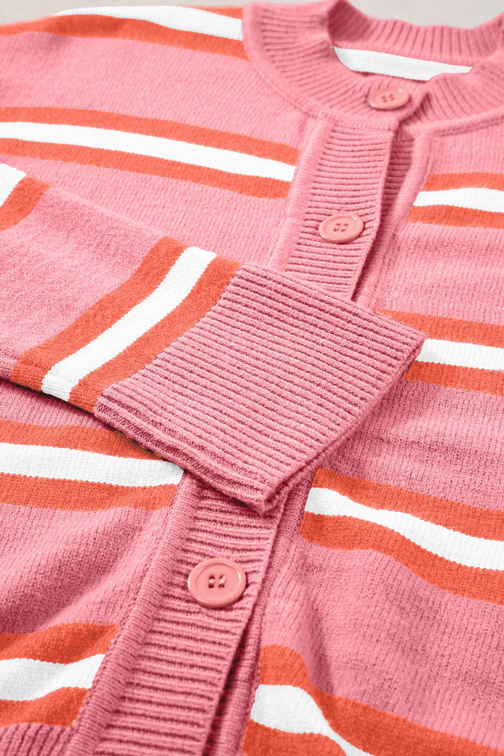 Striped Button Down Long Sleeve Cardigan - Trendsi - Flyclothing LLC