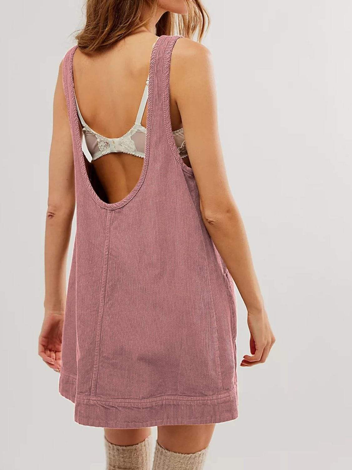 Mandy Round Neck Wide Strap Mini Dress with Pockets - Trendsi - Flyclothing LLC
