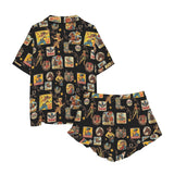 Baha Ranch Vintage Cowgirl Collage Western Ruffle Satin Pajama Set