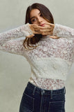 SO ME Lace Long Sleeve 3d Effect Floral Layering Top - Trendsi - Flyclothing LLC