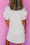 Stripe Round Neck Short Sleeve Mini Dress - Trendsi