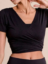 Tied Surplice Short Sleeve Top - Trendsi - Flyclothing LLC