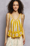 POL Openwork Stripe Pattern Flowy Tank with Scalloped Edge - Trendsi - Flyclothing LLC