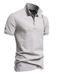 Men's Collared Neck Geometric Embroidered Polo - Trendsi - Flyclothing LLC