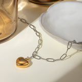 Stainless Steel Heart Pendant Necklace - Trendsi