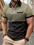 Men's Full Size Collared Neck Contrast Polo Plus Size - Trendsi - Flyclothing LLC