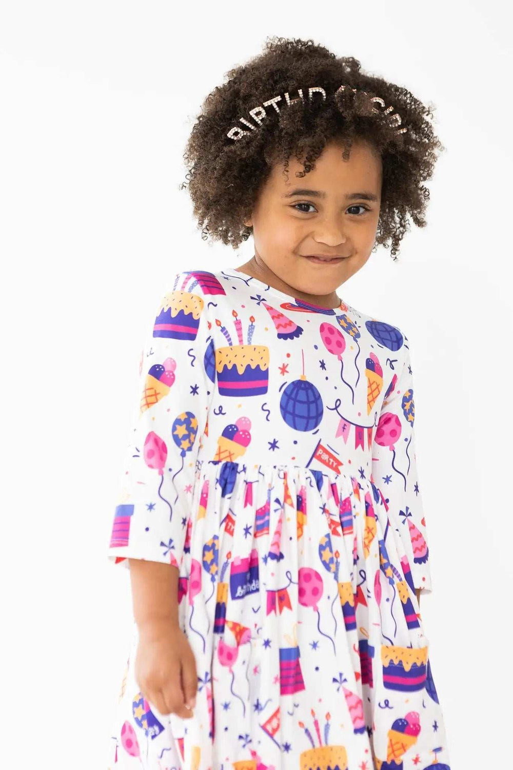 Happy Birthday 3/4 Sleeve Pocket Twirl Dress - Mila & Rose ® - Flyclothing LLC