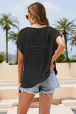 Double Take Openwork Round Neck Short Sleeve Knit Cover Up - Trendsi - Flyclothing LLC