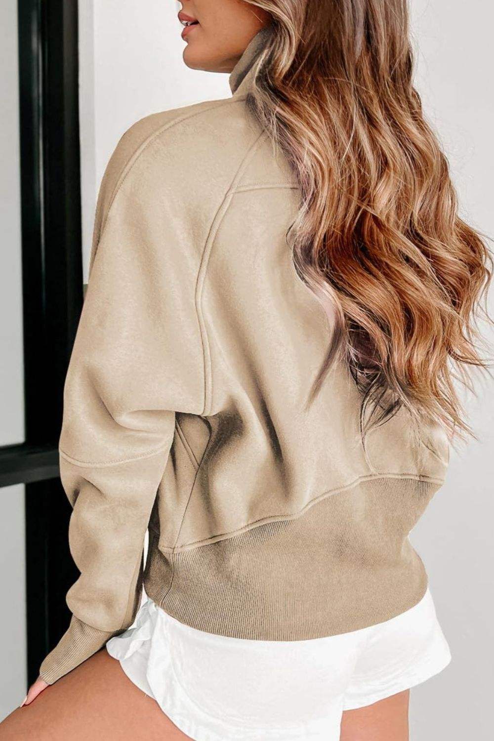 Half Zip Long Sleeve Sweatshirt - Trendsi - Flyclothing LLC