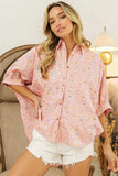 BiBi Sequin Striped Short Dolman Sleeve Blouse - Trendsi - Flyclothing LLC
