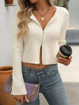 Zip Up Long Sleeve Cardigan - Trendsi - Flyclothing LLC