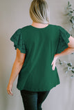 Plus Size Eyelet Round Neck Short Sleeve Blouse - Trendsi