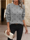 Polka Dot Long Sleeve Sweater - Trendsi - Flyclothing LLC