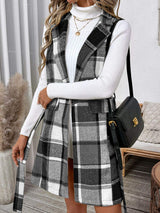 Perfee Tied Plaid Vest Coat - Trendsi - Flyclothing LLC