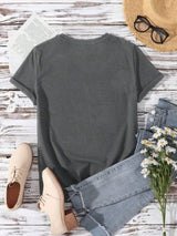 Lucky Clover Round Neck Short Sleeve T-Shirt - Trendsi - Flyclothing LLC