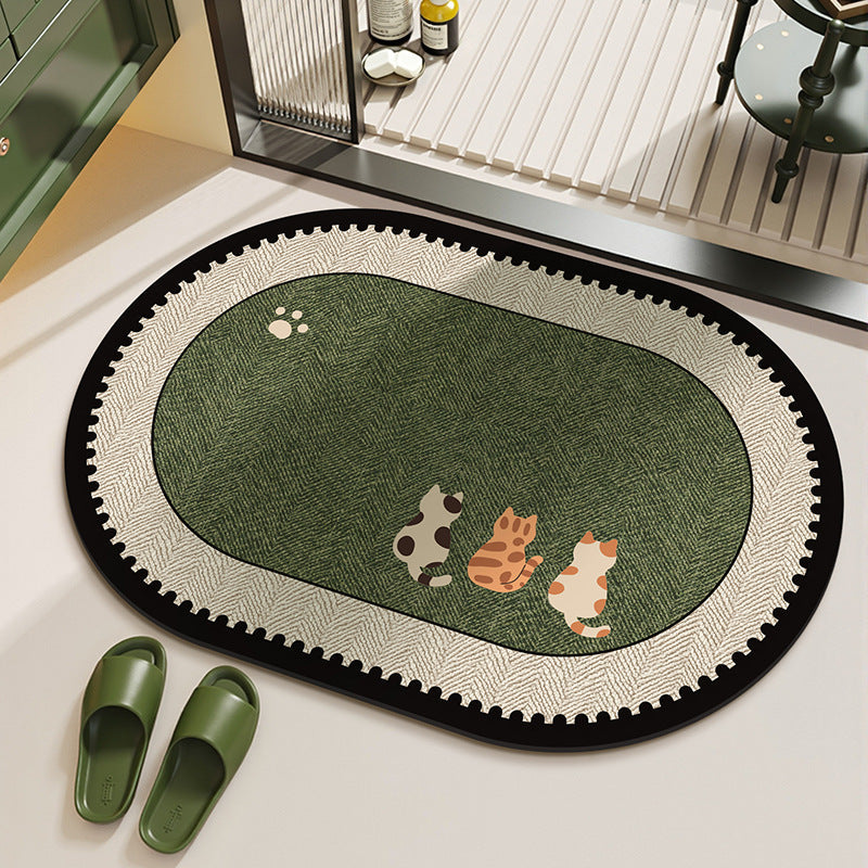 Stain-resistant Diatomaceous Earth Rug That Absorbs Water And Dries Quickly